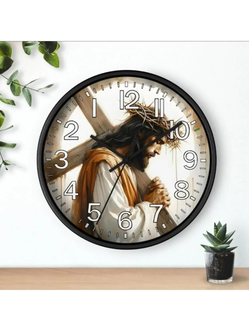 REVERSE TICKING CLOCK Jesus Christ Glow In The Dark Wall Clock New!